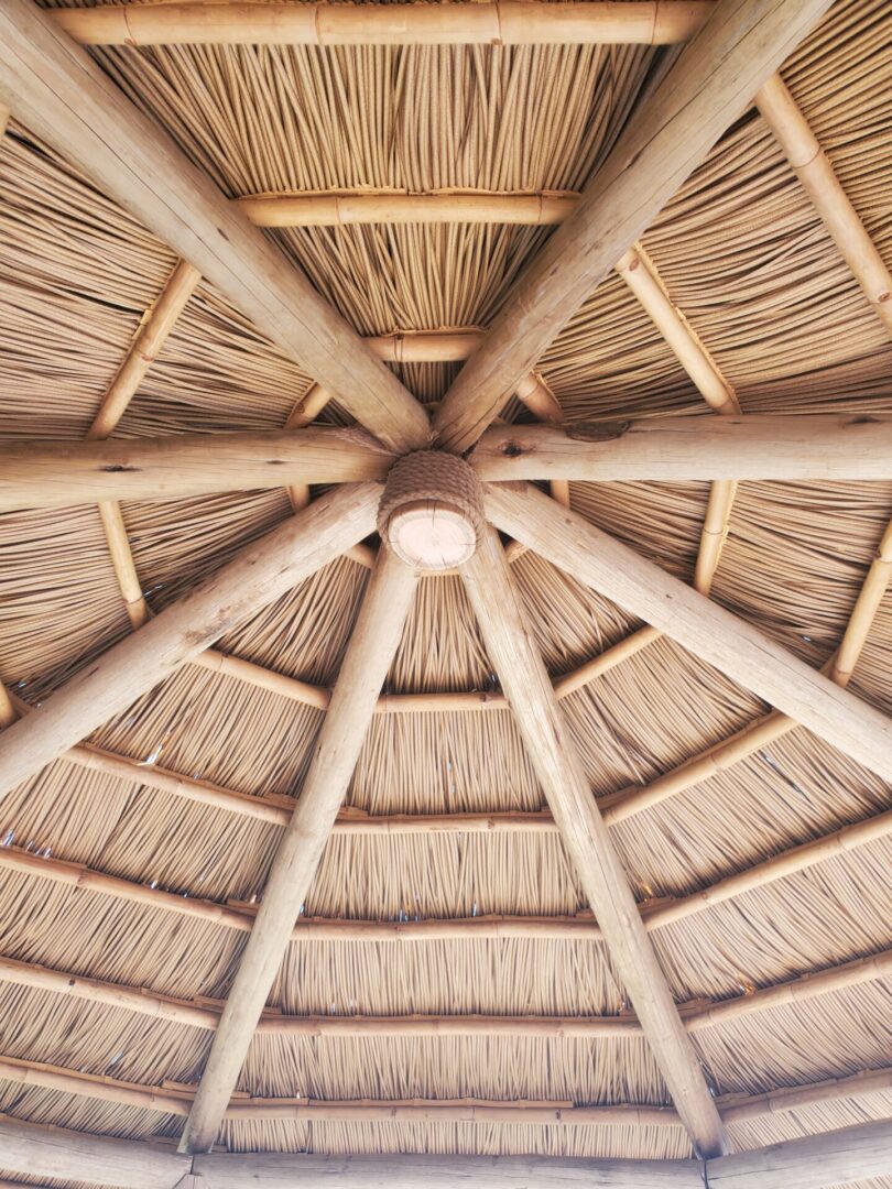 The ceiling of a tiki hut.